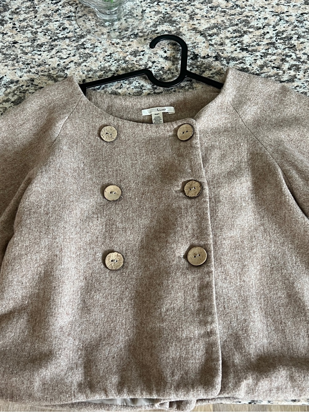 Trinity Cropped Knit Top Taupe Beige Button Front Short Sleeve